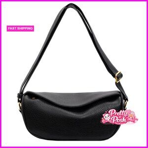 Faux Leather Shoulder Bag Crossbody Purse with Adjustable Strap